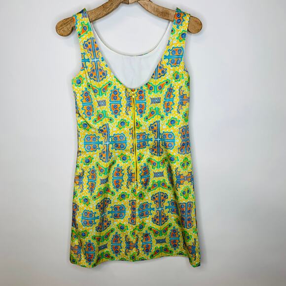 Kaeli Smith Sheath Dress  Sz 2 Yellow Medallion - Picture 6 of 8